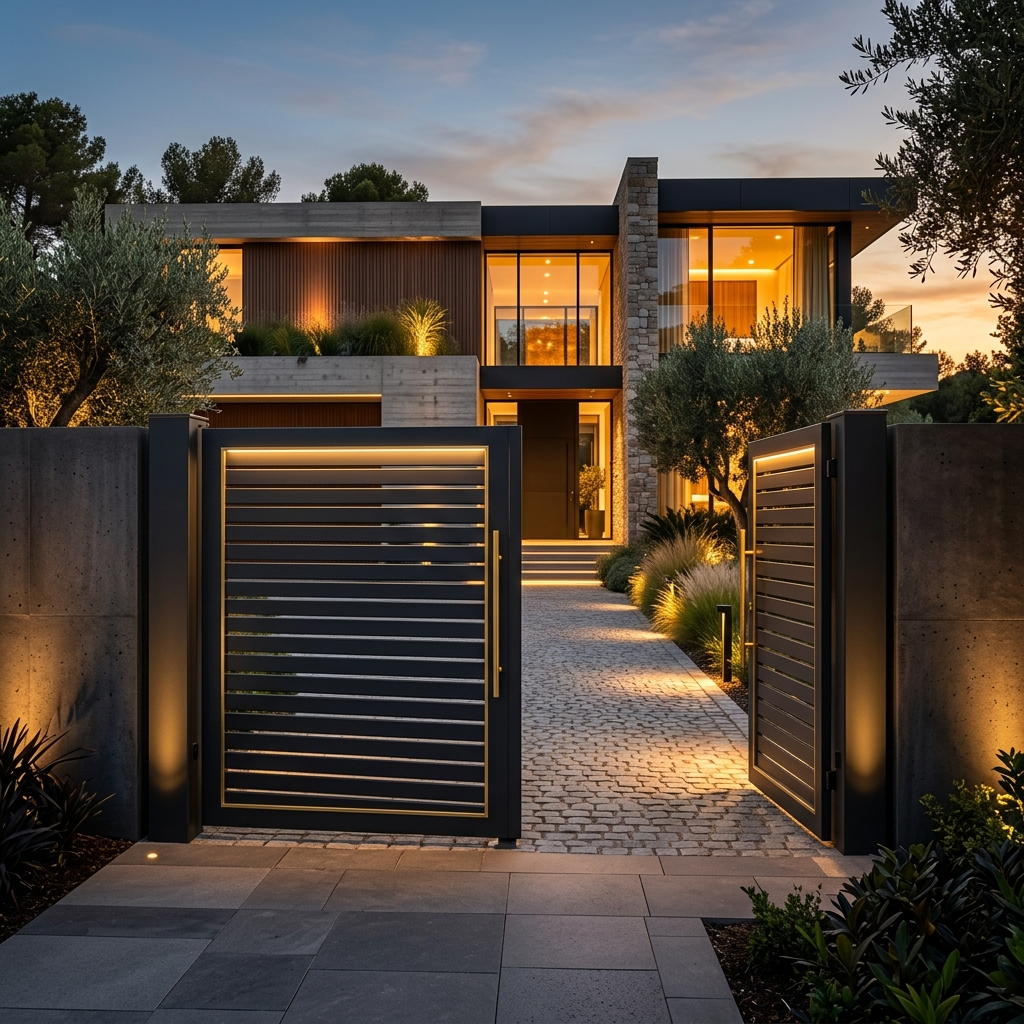 Completed luxury driveway profile gate installed