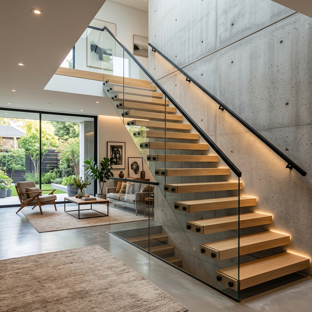 Minimalist Floating Staircase Railing, Jaipur